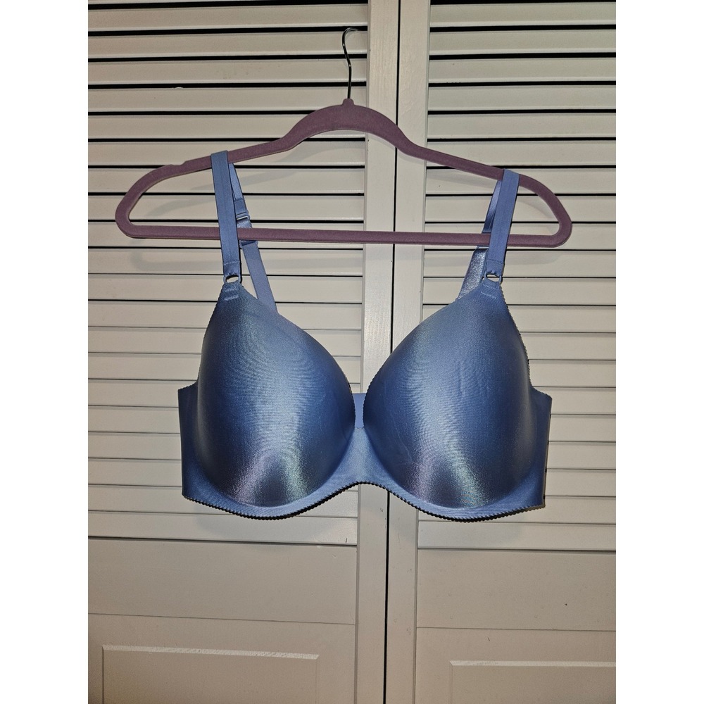 Cacique Blue Shimmer Full Coverage Underwire Bra 38DD Seamless Padded RN 118641